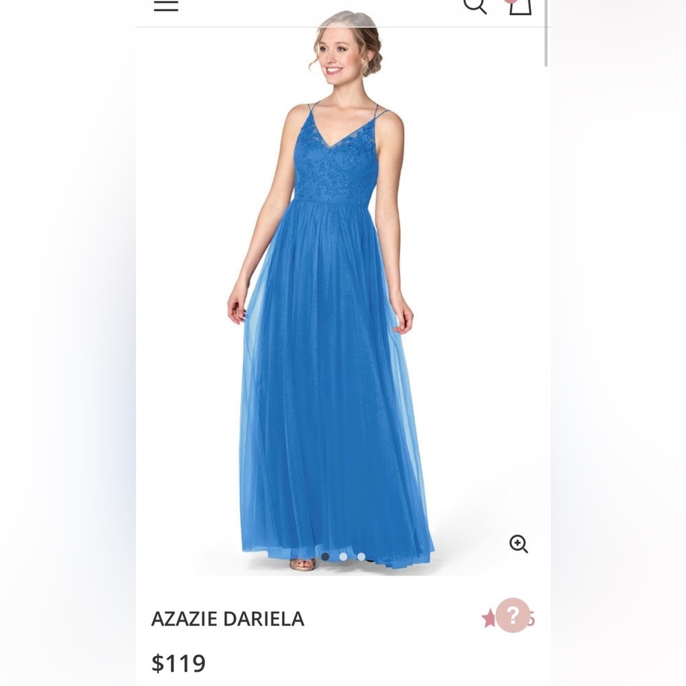 NWT Azazie Bridesmaids Maxi Dress Dariela Blue Jay Corset Back Women Sz Small A4 - Picture 1 of 11